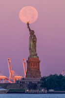 Statue of Liberty with Full Moon